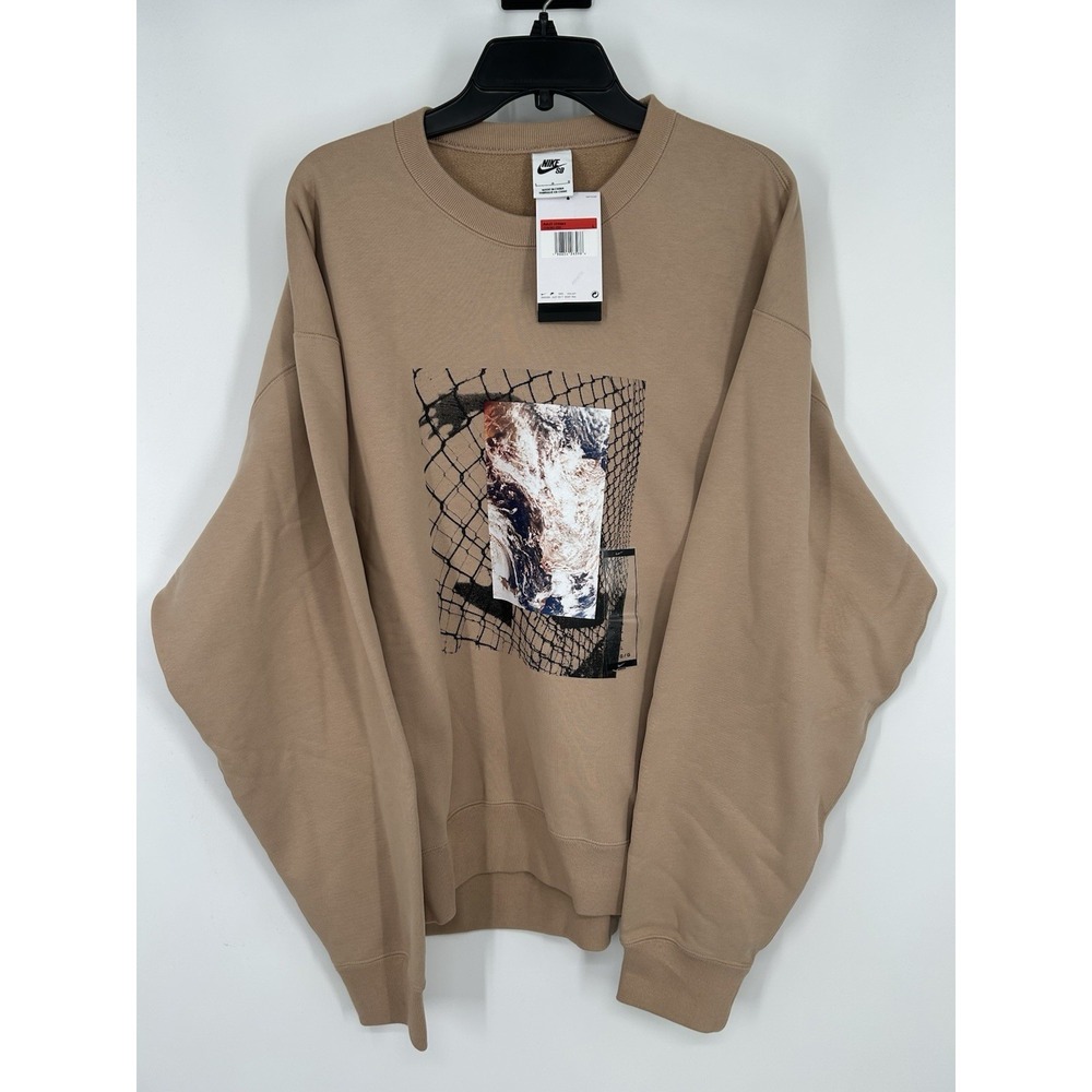 Nike SB City Border Crewneck Sweatshirt Graphic Skate Fleece DV9063-200 Large